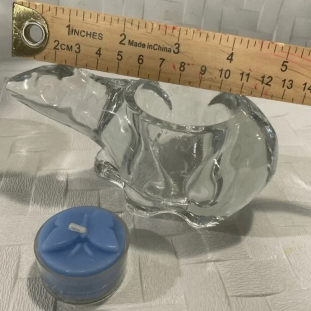 VTG Indiana Glass Two Polar Bears Votive Candle Holder‎ TeaLight 4.5